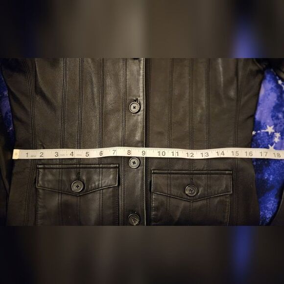 Mossimo Genuine Leather Jacket Women’s Small Black Button Front Blazer Style - Picture 5 of 7